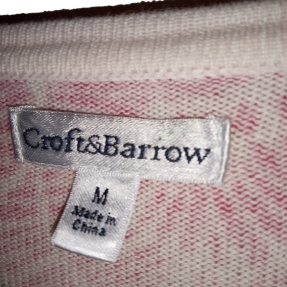 Pink Floral Cardigan Barbiecore Croft & Barrow 3/4 Sleeve Button Front M - Picture 5 of 8